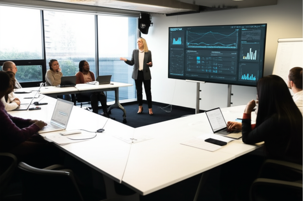 Modern training facility with professionals